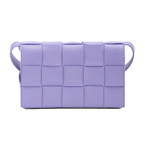 Bottega Veneta/葆蝶家 22新款 CASSETTE系列 女士紫藤色羔羊皮双面正交编织单肩豆腐包578004VMAY14214