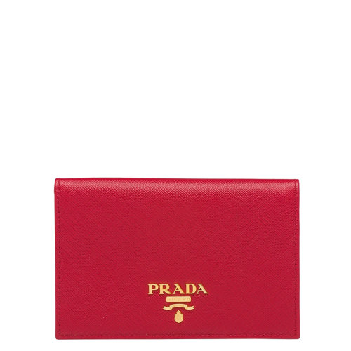 PRADA/普拉达 22春夏新款 女士亮红色皮革金标折叠长薄款钱包1MV018_QWA_F068Z