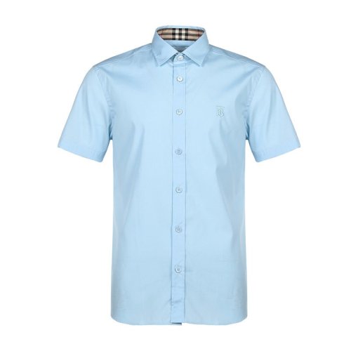  BURBERRY/博柏利 男士浅蓝色棉质短袖衬衫 8032312 PLFSX