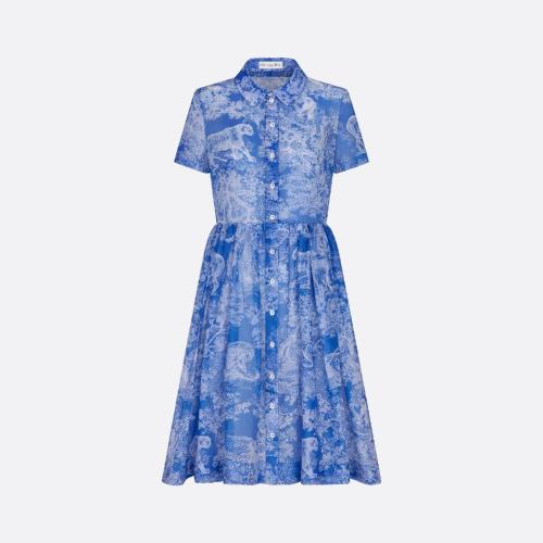  DIOR迪奥 22年秋冬 女士 连衣裙 Dioriviera 中长款衬衫式连衣裙 241R81A3846_X5882