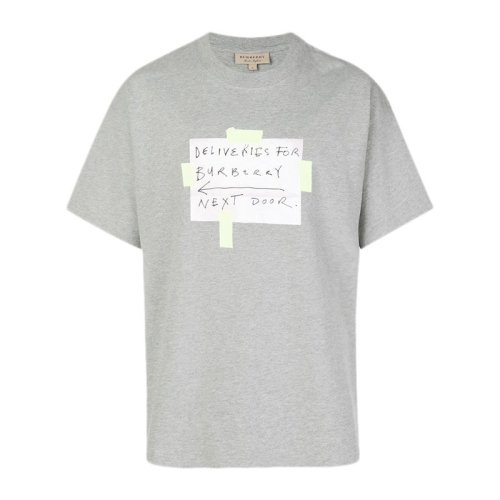 Burberry/博柏利 20春夏 男装 服饰 灰色棉质徽标图形 男士短袖T恤