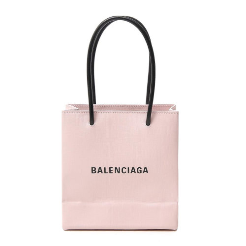 Balenciaga/巴黎世家   女士淡粉色纹理小牛皮黑色镶嵌品牌标识托特包手提包女包5978580-AI2N-5901