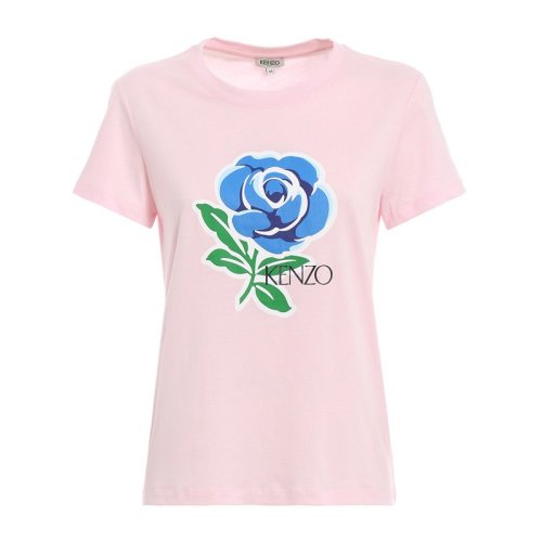Kenzo 高田贤三  女装 服饰 粉红色纯棉图案圆领半袖女士短袖T恤