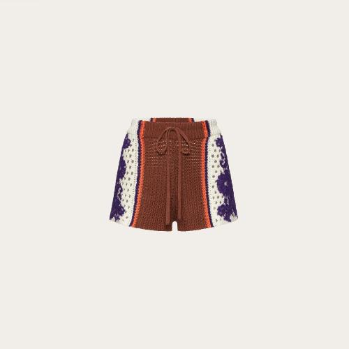  VALENTINO华伦天奴 22年秋冬 女士 短裤 SHORT EN COTON ET DENTELLES XB3KF00L70DBC3