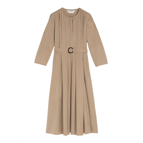 MaxMara/麦丝玛拉 22年早春新款 SONNI系列 女士鸽灰色轻薄纯棉府绸长款连衣裙9221072106010