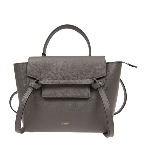 CELINE/赛琳 Belt Nano系列女士纯色粒面小牛皮经典字母徽标印花磁扣开合单肩包斜挎包手提包鲶鱼包女包 189003-ZVA 多色可选