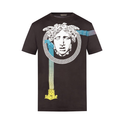 VERSACE/范思哲 男士黑色棉质印花圆领短袖上衣T恤 A81954-A224589-A008
