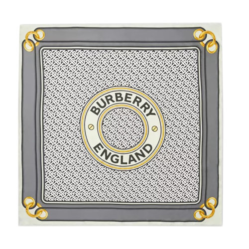 BURBERRY/博柏利 男女同款黑白色桑蚕丝蒙太奇印花丝质方巾围巾80417621