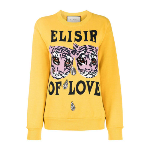 GUCCI/古驰 女装 服装 黄色棉质老虎印花圆领 女士卫衣