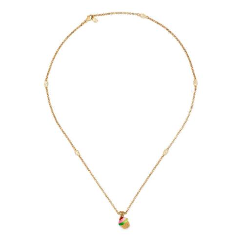  GUCCI古驰 22年秋冬 女士 互扣式双G纸杯蛋糕坠饰项链 702713 I7748 8484