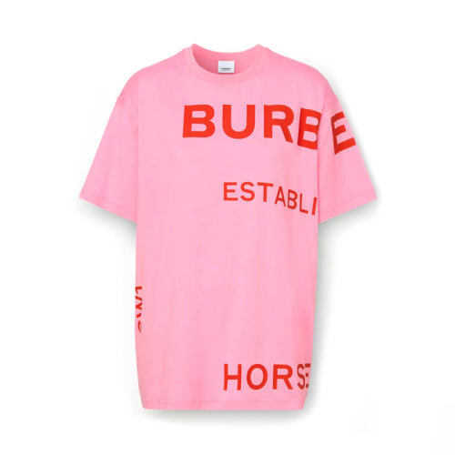 Burberry 博柏利 女士服装 粉色印花棉质超大T恤 女士短袖T恤
