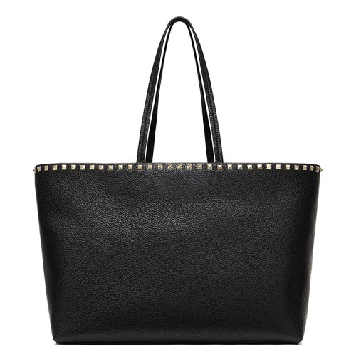 Valentino/华伦天奴 21新款 ROCKSTUD系列 女士黑色粒面小牛皮金属饰钉磁扣手提单肩包ZW2B0B70VSF0NO