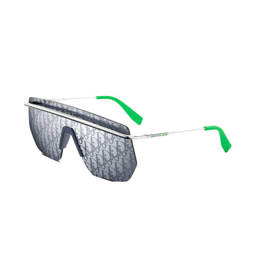 DIOR/迪奥 22年早春新款 DIORMOTION M1I系列 男士蓝色眼罩式老花图案镜片配银色金属镜框绿色镜脚太阳镜墨镜MOTNM1IAT_F0B8