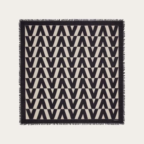  VALENTINO华伦天奴 22年春夏 女士 披肩 Chale en cachemire et soie imprime Optical Valenti 预定商品1-3周发货