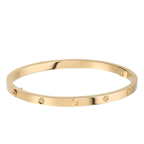 CARTIER/卡地亚 经典LOVE系列 18K金黄金镶嵌6颗钻石小号窄版螺钉手镯B6047217
