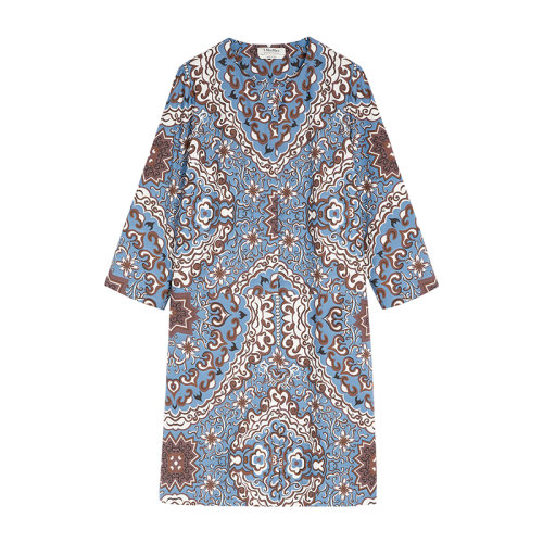 MaxMara/麦丝玛拉 22年早春新款 ULULATO系列 女士蓝色纯棉府绸印花中长连衣裙9221222106002