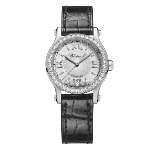  Chopard/萧邦  Happy Sport系列 自动机械表鳄鱼皮表带镶钻表壳女表30毫米278573-3013