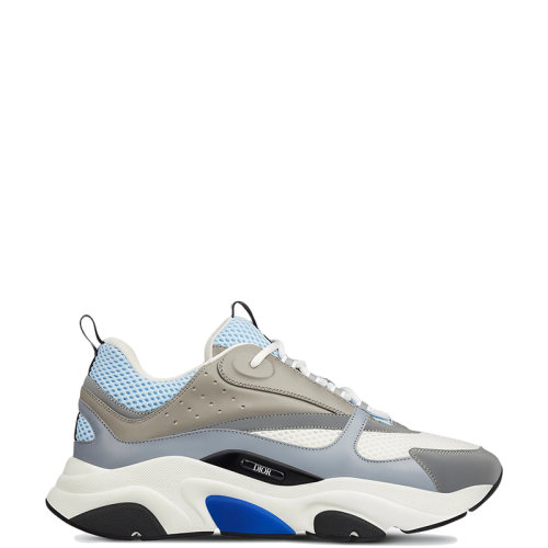 DIOR/迪奥 22年早春新款 B22系列 男士蓝白相间网面和灰色牛皮革复古运动鞋3SN231YXX_H865