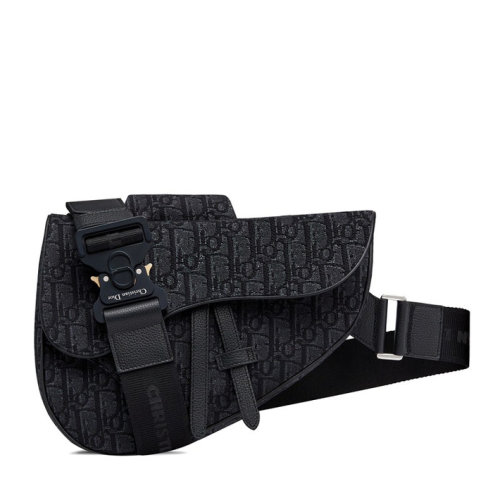 DIOR/迪奥 Saddle 男士黑色帆布提花单肩包马鞍包 1ADPO093YKY_H00N