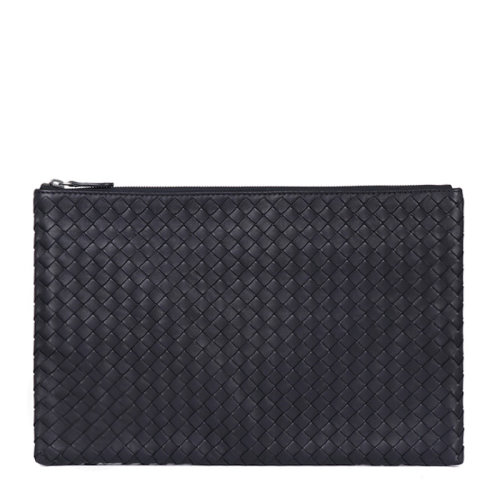 Bottega Veneta/葆蝶家   女士纯色羊皮编织拉链开合钱包手拿包女包多色可选 355261-V001O