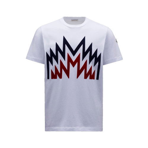 Moncler/蒙克莱 22年秋冬新款 男士光学白色纯棉印花图案短袖T恤H20918C000068390T001