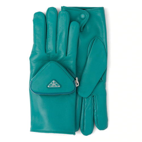 PRADA/普拉达  男士孔雀蓝色软羊革手套2GG137_2DWZ_F0363