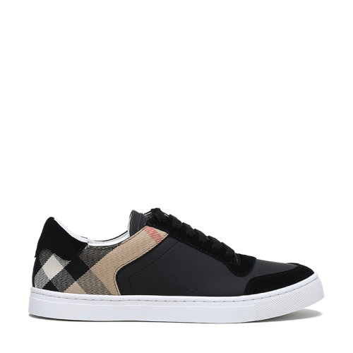BURBERRY/博柏利 男款黑色House格纹织物配皮系带休闲运动鞋板鞋 80241241
