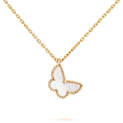 Van Cleef & Arpels/梵克雅宝 Sweet Alhambra 女士白色珍珠母贝蝴蝶金链项链 VCARF69300