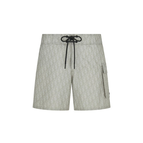 DIOR/迪奥 22年秋冬新款 CD 1947系列 男士灰色涤纶科技帆布老花泳装短裤293B103CB041_C800