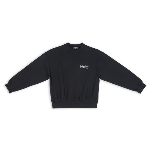 Balenciaga/巴黎世家 22年秋冬新款 女士黑色纯棉饰有白色印花LOGO图案圆领无帽运动衫697869TKVI91070