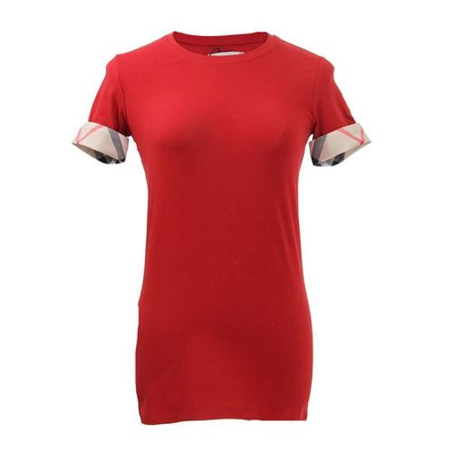  BURBERRY/博柏利 水亮红棉质格纹袖口弹力棉质短袖T恤 38869511