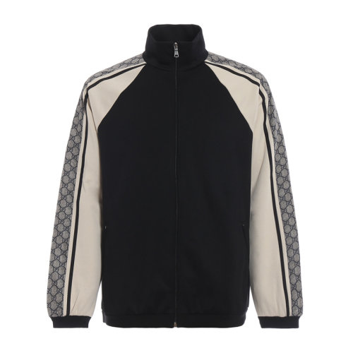 GUCCI 古驰 男士 服装 立领黑黄拼接休闲运动上衣外套夹克