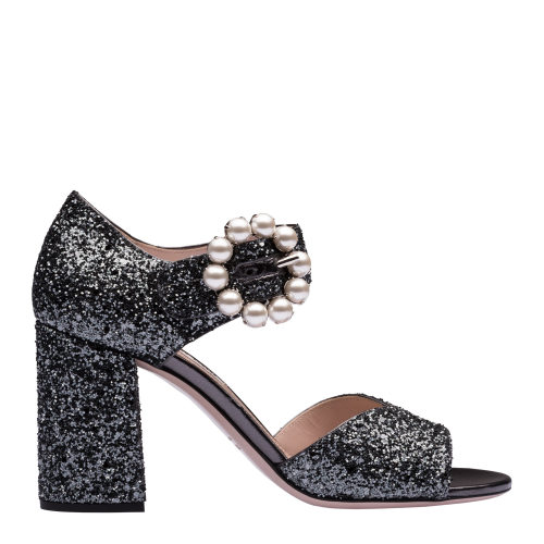 Miu Miu/缪缪 女士珍珠扣饰通体亮片高跟凉鞋 5X146C_3J3Q_F0480_F_085