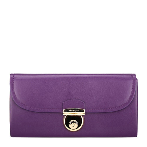 Salvatore Ferragamo/菲拉格慕 女士紫色牛皮钱包钱夹