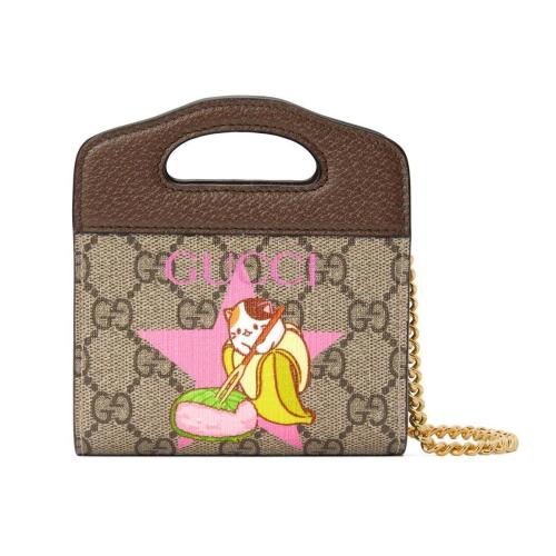  GUCCI古驰 22年秋冬 女士 Bananya印花迷你手提包 701066 U2ZAG 8679