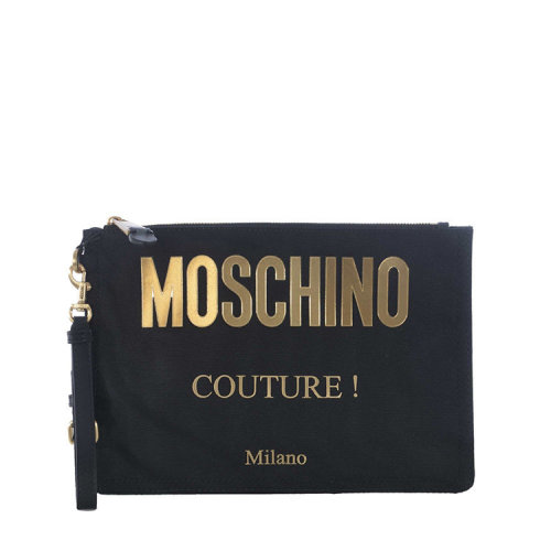  MOSCHINO/莫斯奇诺  女包 品牌字母 黑色拉链封口女士手拿包 B840782051555黑色