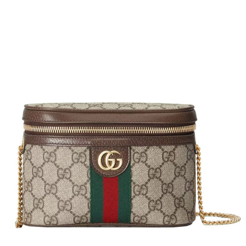 GUCCI/古驰 22新款Ophidia系列 女士乌木色/米色老花印花帆布棕色皮革滚边金扣饰红绿织带细节多功能链条包单肩包手拿包腰包69976596IWG8745
