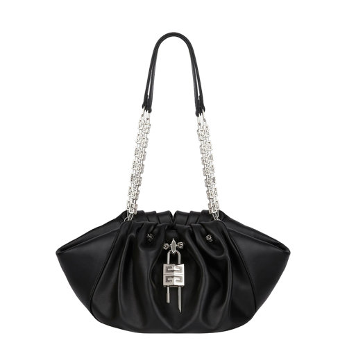 Givenchy/纪梵希 22春夏新款Kenny系列 女士小号黑色褶裥效果柔软牛皮革银扣G形立方体链条提手单肩手提链条包BB50MJB1DM-001