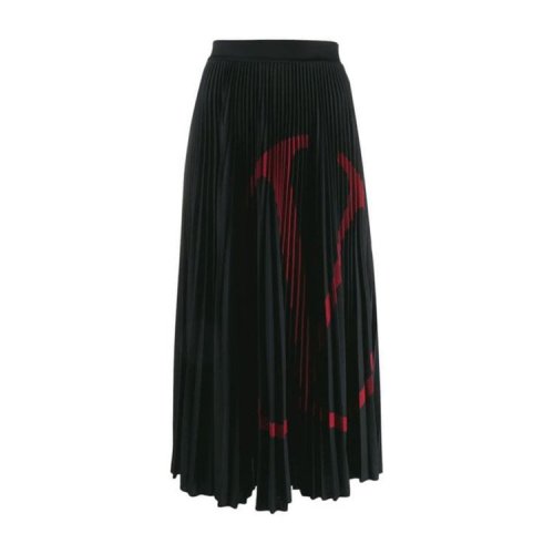 Valentino/华伦天奴 19年秋冬 高腰 女性 长裙 字母V 女士半身裙 SB3MD00Y4TJ 43K BLACK/RED