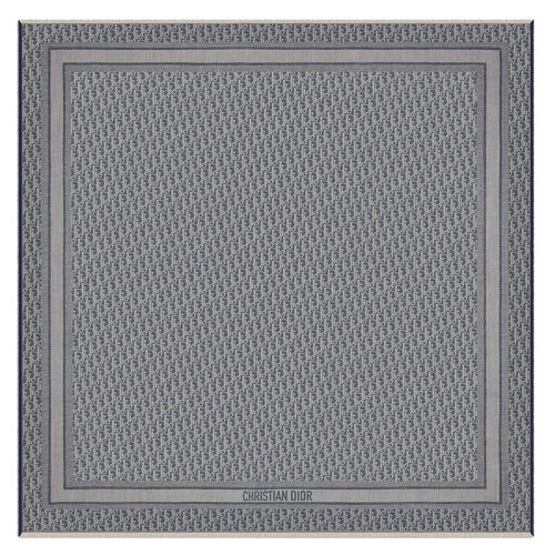 DIOR/迪奥新款 女士牛仔蓝色混纺面料老花图案围巾披肩15DOB140I162_C525