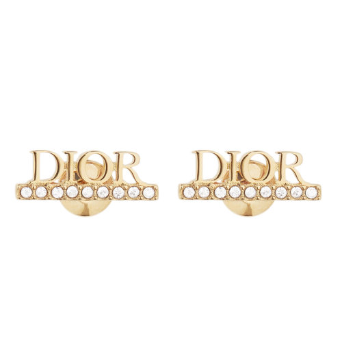DIOR/迪奥 DIO(R)éVOLUTION系列 女士金色徽标字母白色结晶点缀耳环E1456DVOCY_D301