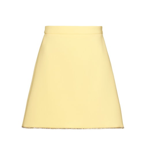 MiuMiu/缪缪 浅黄色 女士仿水晶装饰半身裙 MG1345_1LW6_F0901