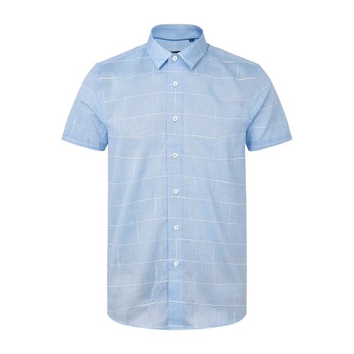 DIDIBOY/迪迪博迩蓝色男士短袖衬衫清爽利落帅气干净简洁男士衬衫