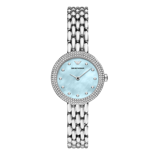 Emporio Armani/安普里奥阿玛尼 钢制表带文琪同款轻奢欧美表贝母石英女士腕表 生日礼物送女友 AR11460
