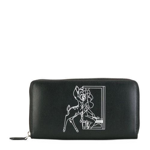 Givenchy/纪梵希中性款式牛皮黑色小鹿印花长款拉链钱包
