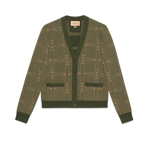  GUCCI古驰 22年秋冬 男士 马衔扣提花针织开衫 716359 XKCO0 3235