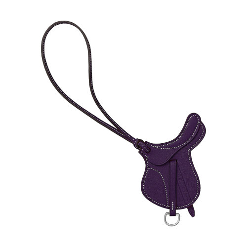 HERMES/爱马仕 女士紫色小牛皮马鞍包包配件H075351CA5L