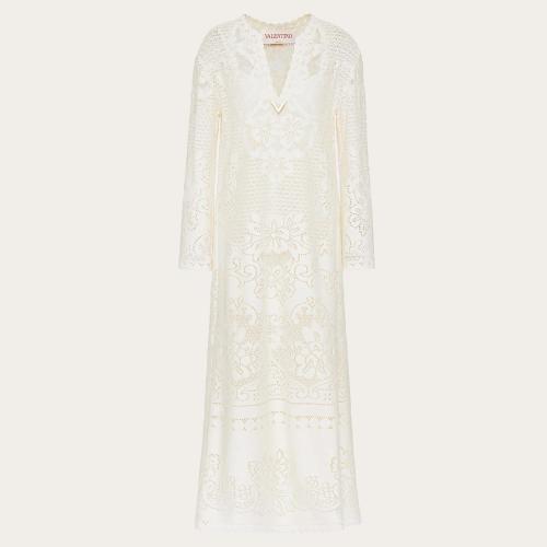  VALENTINO华伦天奴 22年秋冬 女士 连衣裙 ROBE CAFTAN EN DENTELLE DE COTON V?GOLD XB3VAYD