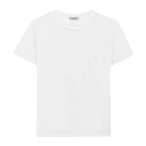 Valentino/华伦天奴 男士白色棉质圆领短袖上衣半袖T恤 VV3MG10V-73U-0YD
