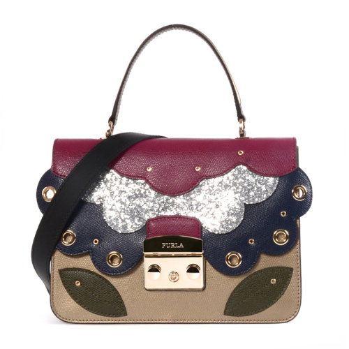 FURLA/芙拉 女士牛皮香槟色蝴蝶样式手提单肩包斜挎包果冻包 女包